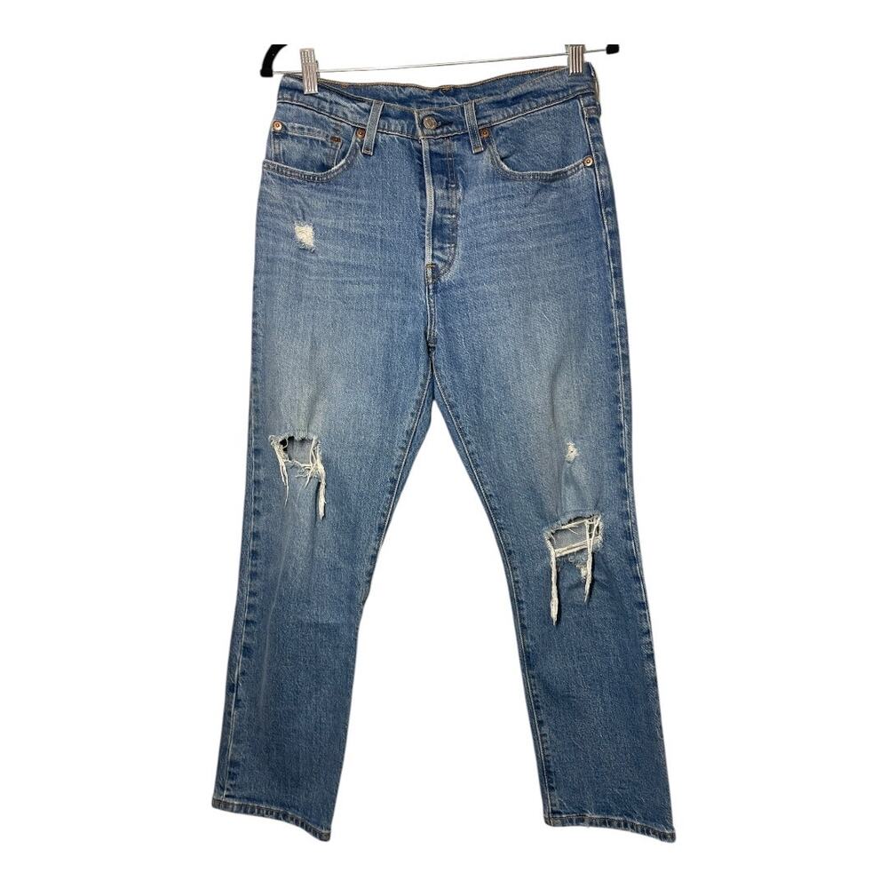 Levi's 501 Womens Jeans Size 28 Ripped Knee Button Fly Womens